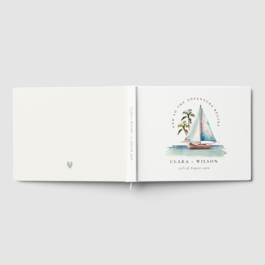 Elegant Dusky Blauwgroen Sailboot Palm Seascape We Gastenboek (Volledig)