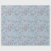 Elegant Dusky Blue FLORAL Cadeaupapier (Vlak)