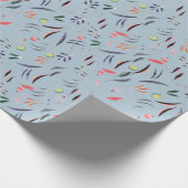 Elegant Dusky Blue FLORAL Cadeaupapier (Hoek)
