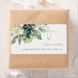 Elegant Dusky Blue Green Succulent Foliage Address Etiket