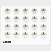 Elegant Dusky Blue Green Succulent Foliage Address Ronde Sticker (Vel)