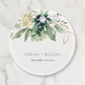 Elegant Dusky Blue Green Succulent Foliage Weddens Bedankjes Labels (Voorkant)