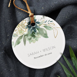 Elegant Dusky Blue Green Succulent Foliage Weddens Bedankjes Labels