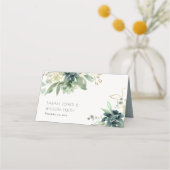 Elegant Dusky Blue Green Succulent Foliage Weddens Plaatskaartje (Voorkant)