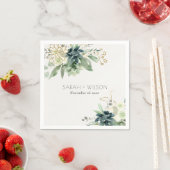 Elegant Dusky Blue Green Succulent Foliage Weddens Servet (Insitu)