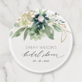 Elegant Dusky Blue Green Succulent Vrijgezellenfee Bedankjes Labels (Voorkant)