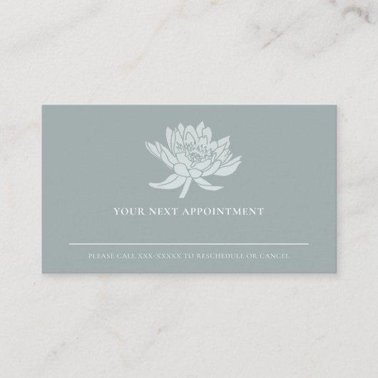 ELEGANT DUSKY BLUE LOTUS FLORAL APPOINTUS VISITEKAARTJE (Voorkant)