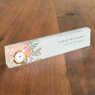 Elegant Dusky Blue Oranje Blush Ambrosia Floral Naambordje