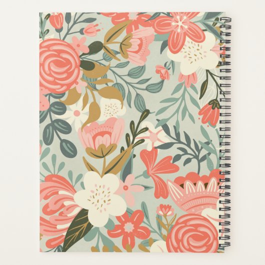Elegant Dusky Blue Oranje Blush Ambrosia Floral Planner (Achterkant)