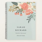 Elegant Dusky Blue Oranje Blush Ambrosia Floral Planner (Voorkant)
