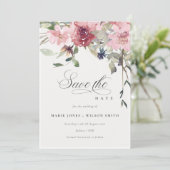 Elegant Dusky Blush Roos Floral Save the Date Kaar Bedankkaart (Staand voorkant)
