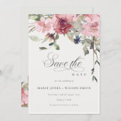 Elegant Dusky Blush Roos Floral Save the Date Kaar Bedankkaart (Voorkant / Achterkant)