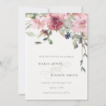 Elegant Dusky Blush Roos Floral Save the Date Kaar