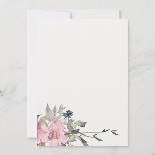Elegant Dusky Blush Roos Floral Vow Renewal Invite Bedankkaart (Achterkant)