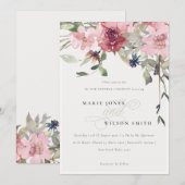 Elegant Dusky Blush Roos Floral Vow Renewal Invite Bedankkaart (Voorkant / Achterkant)