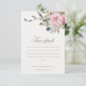 Elegant Dusky Blush Roos Floral Wedding Details Informatiekaartje (Staand voorkant)