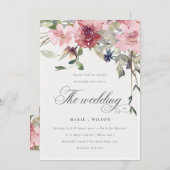 Elegant Dusky Blush Roos Floral Wedding Invite Bedankkaart (Voorkant / Achterkant)