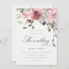 Elegant Dusky Blush Roos Floral Wedding Invite Bedankkaart