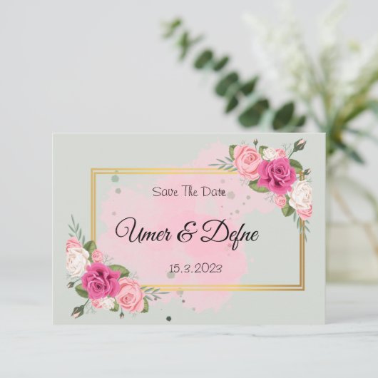 Elegant Dusky Blush Roos modern Floral Savethedate Save The Date (Staand voorkant)
