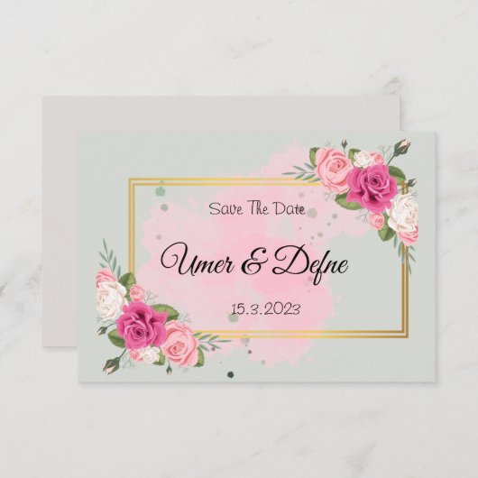 Elegant Dusky Blush Roos modern Floral Savethedate Save The Date (Voorkant / Achterkant)
