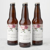 Elegant Dusky Blush Roos Wildflower Wedal Wedding Bier Etiket (Flessen)