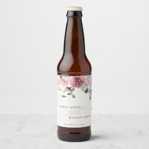 Elegant Dusky Blush Roos Wildflower Wedal Wedding Bier Etiket