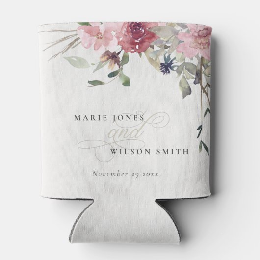 Elegant Dusky Blush Roos Wildflower Wedal Wedding Blikjeskoeler (Achterkant)