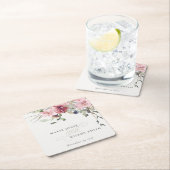 Elegant Dusky Blush Roos Wildflower Wedal Wedding Kartonnen Onderzetters (Insitu)