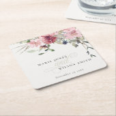 Elegant Dusky Blush Roos Wildflower Wedal Wedding Kartonnen Onderzetters (Schuin)