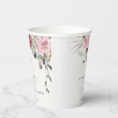 Elegant Dusky Blush Roos Wildflower Wedal Wedding Papieren Bekers (Rechts)