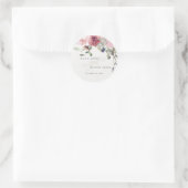 Elegant Dusky Blush Roos Wildflower Wedal Wedding Ronde Sticker (Tas)