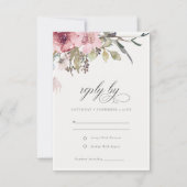 Elegant Dusky Blush Roos Wildflower Wedal Wedding RSVP Kaartje (Voorkant)