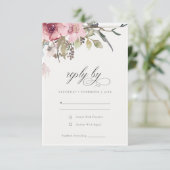 Elegant Dusky Blush Roos Wildflower Wedal Wedding RSVP Kaartje (Staand voorkant)