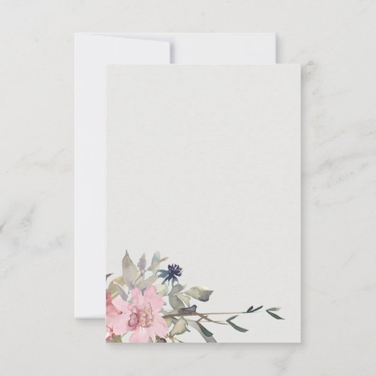 Elegant Dusky Blush Roos Wildflower Wedal Wedding RSVP Kaartje (Achterkant)