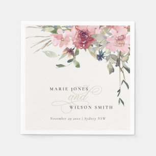 Elegant Dusky Blush Roos Wildflower Wedal Wedding Servet