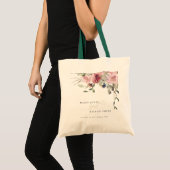 Elegant Dusky Blush Roos Wildflower Wedal Wedding Tote Bag (Voorkant (product))