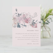 Elegant Dusky Blush Waterverf Bloemen Bruiloft Bedankkaart (Staand voorkant)
