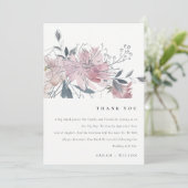 Elegant Dusky Blush Waterverf Bloemen Bruiloft Bedankkaart (Staand voorkant)