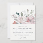 Elegant Dusky Blush Waterverf Bloemen Bruiloft Kaart (Voorkant)