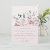 Elegant Dusky Blush Waterverf Bloemen Bruiloft Kaart (Staand voorkant)