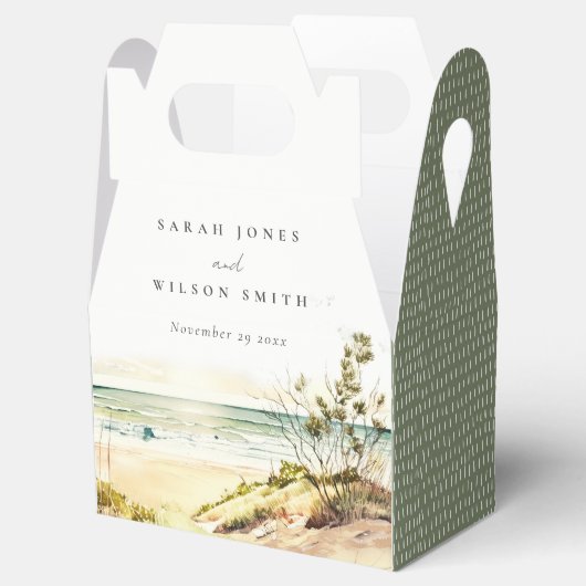 Elegant Dusky Coastal Beach Sun Seascape Wedding Bedankdoosjes (Geopend)