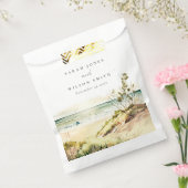 Elegant Dusky Coastal Beach Sun Seascape Wedding Bedankzakje (Gezegeld)