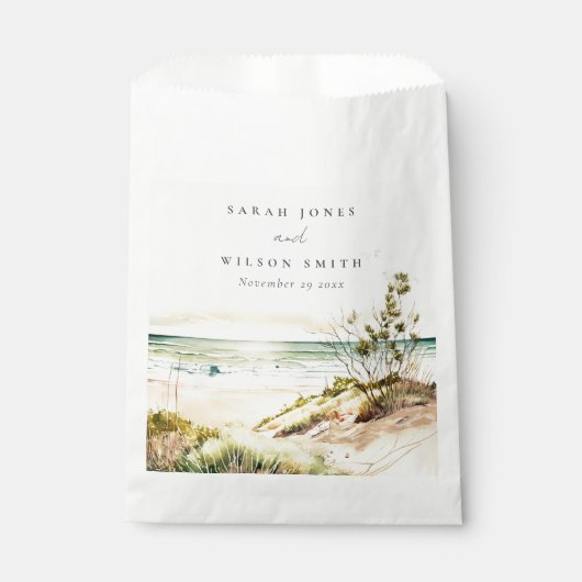 Elegant Dusky Coastal Beach Sun Seascape Wedding Bedankzakje (Voorkant)