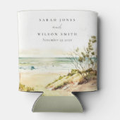 Elegant Dusky Coastal Beach Sun Seascape Wedding Blikjeskoeler (Achterkant)