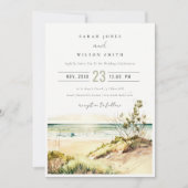 Elegant Dusky Coastal Beach Sun Seascape Wedding Kaart (Voorkant)