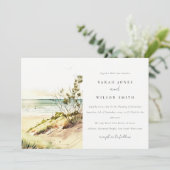Elegant Dusky Coastal Beach Sun Seascape Wedding Kaart (Staand voorkant)