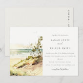 Elegant Dusky Coastal Beach Sun Seascape Wedding Kaart (Voorkant / Achterkant)