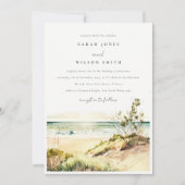 Elegant Dusky Coastal Beach Sun Seascape Wedding Kaart (Voorkant)