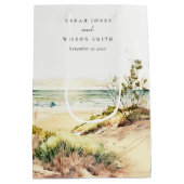 Elegant Dusky Coastal Beach Sun Seascape Wedding Medium Cadeauzakje (Achterkant)