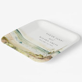 Elegant Dusky Coastal Beach Sun Seascape Wedding Papieren Bordje (Gebogen)